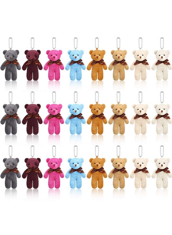 Skylety 24 قطعة دمى دببة صغيرة 4.7 بوصة دببة ناعمة محشوة صغيرة بالجملة لصنع سلاسل المفاتيح لحفلات التخرج وأعياد الميلاد وحفلات استقبال المواليد وحفلات الزفاف (ألوان زاهية أسلوب كلاسيكي) - Image 2