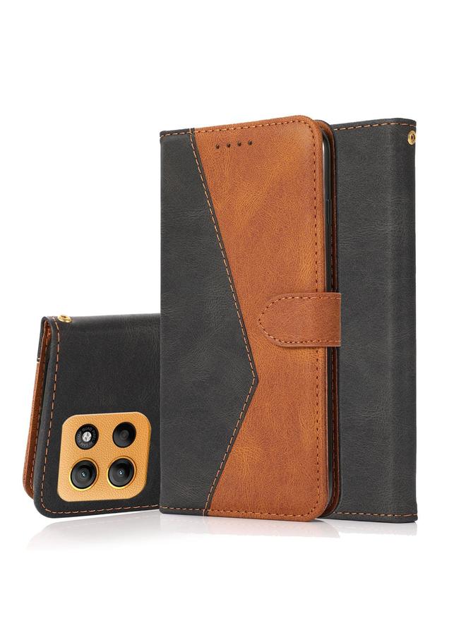 اس-توب جراب لهاتف Motorola Moto G15 مصنوع من الجلد بخياطة ثنائية اللون - Image 1