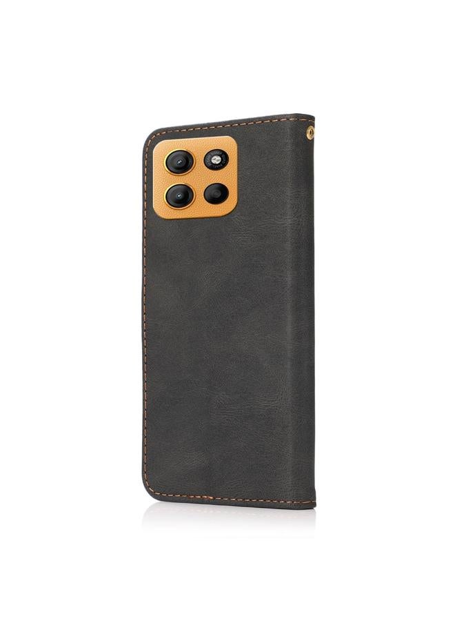 اس-توب جراب لهاتف Motorola Moto G15 مصنوع من الجلد بخياطة ثنائية اللون - Image 3