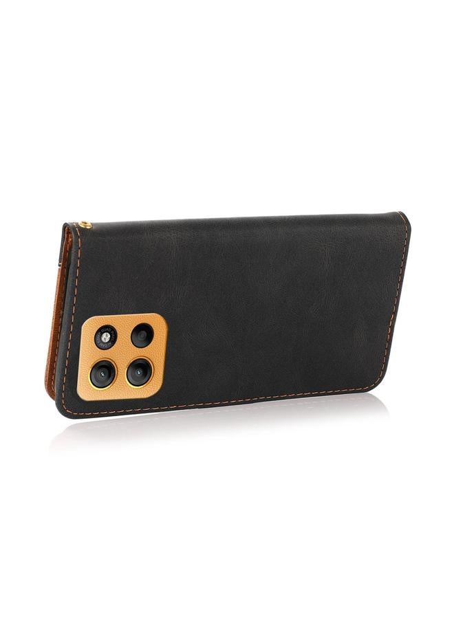 اس-توب جراب لهاتف Motorola Moto G15 مصنوع من الجلد بخياطة ثنائية اللون - Image 5