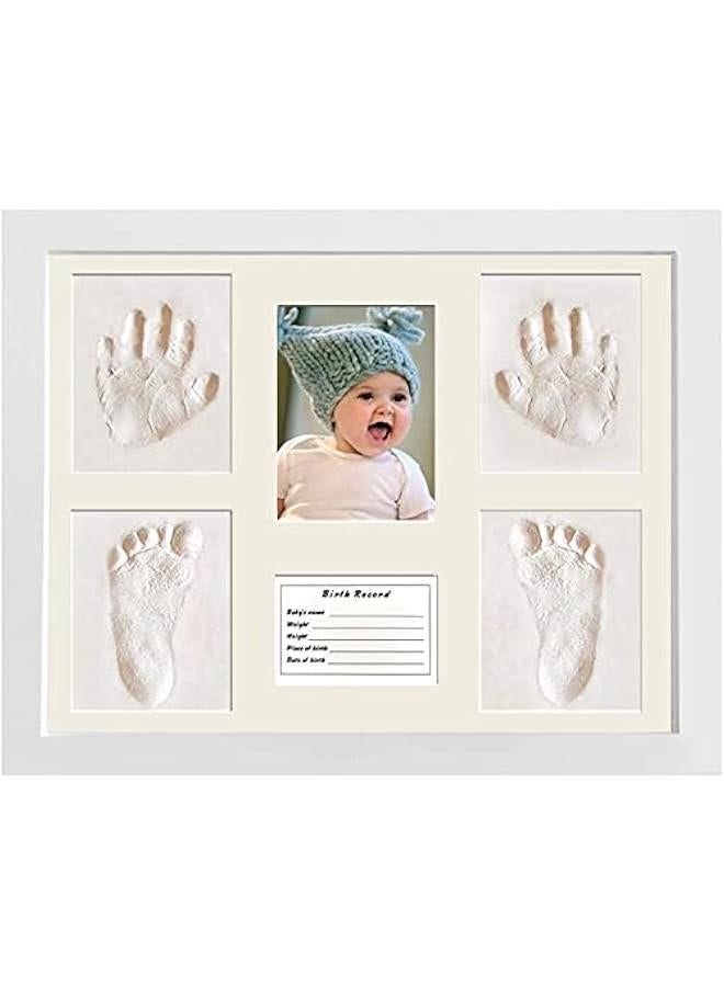 Baby Clay Handprint Footprint Kit Picture Frame, Perfect for Baby Gifts, Memory Photo Frame - Newborn Baby Keepsake Frames Plaster Kit Photo Frame - Image 1