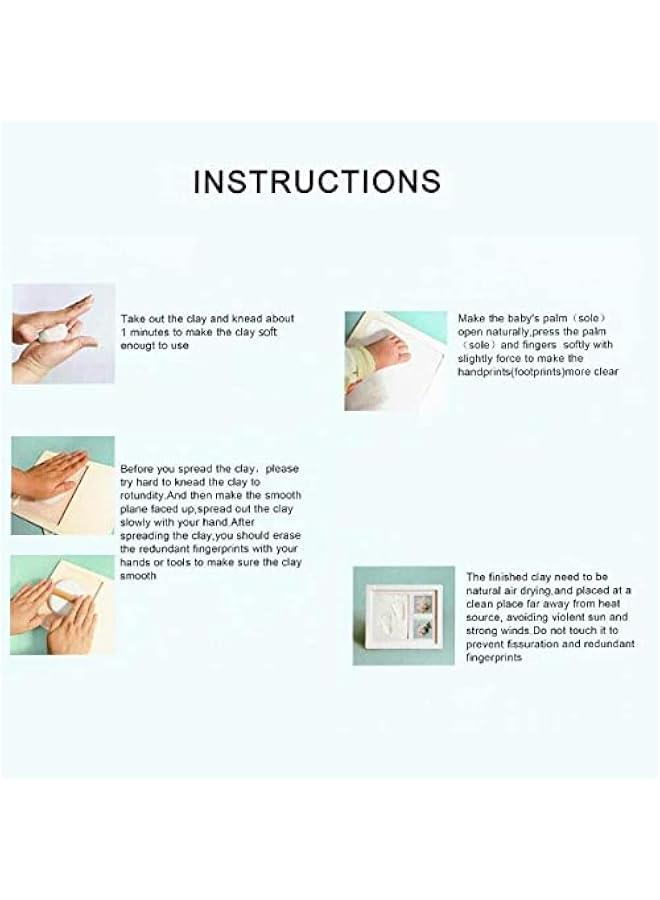 Baby Clay Handprint Footprint Kit Picture Frame, Perfect for Baby Gifts, Memory Photo Frame - Newborn Baby Keepsake Frames Plaster Kit Photo Frame - Image 5