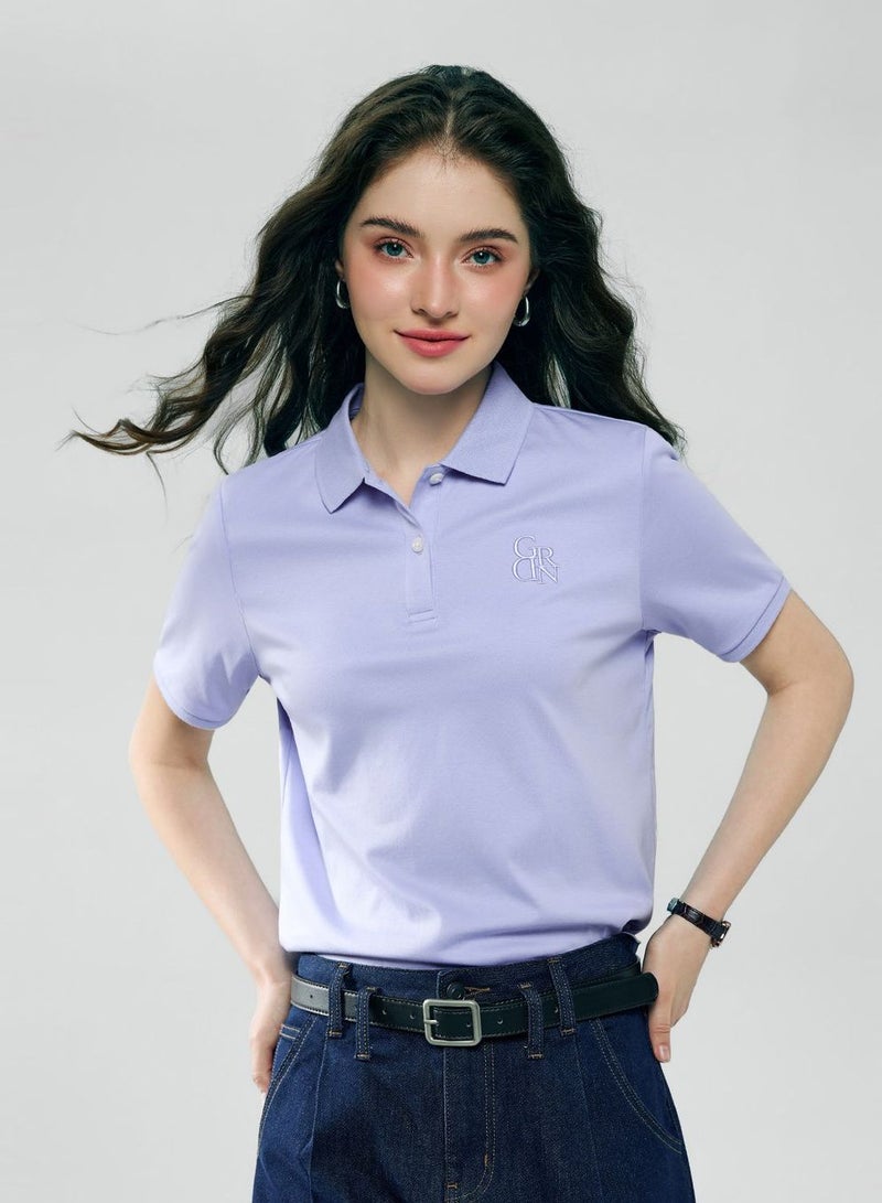 GIORDANO Women’s Embroidered Cotton Liquid Touch Polo - Image 1