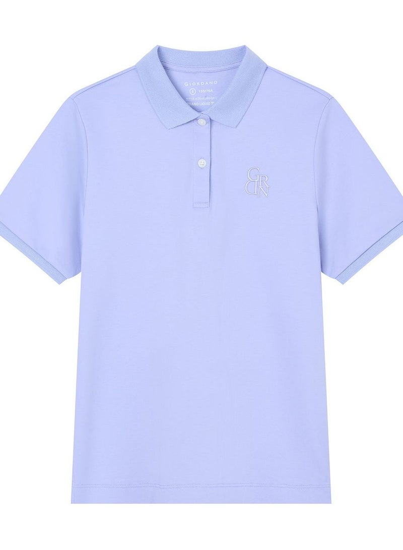 GIORDANO Women’s Embroidered Cotton Liquid Touch Polo - Image 3