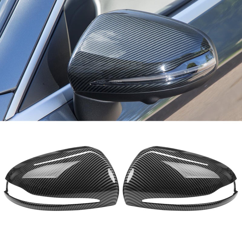 Jaronx Compatible with Mercedes Mirror Cover Replacement C Class W205E Class W213S Class W222GLC X253 Left Driver and Right Side Clipon Rearview Mirror Caps for Mercedes Carbon Fiber Pattern