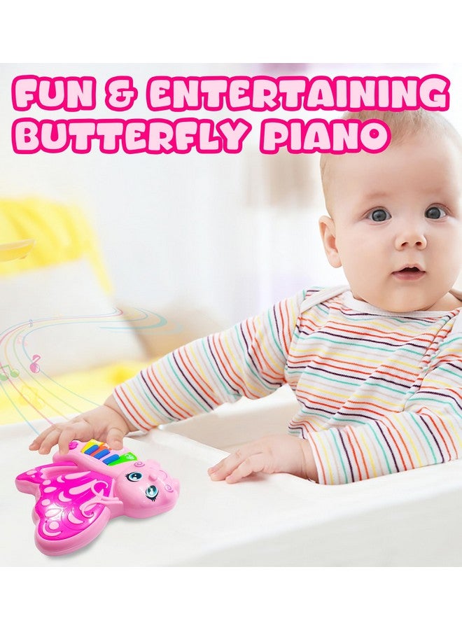 VGRASSP Mini Butterfly Piano Toy for Kids and Toddlers with 7 Keys and 6 Modes - The Cute Musical Instrument with Animal Sounds, Colorful Lights - Color As Per Stock - Image 2