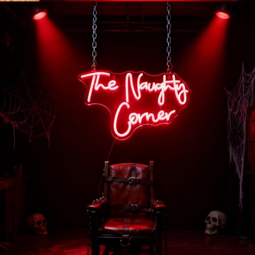 QiaoFei LED "The Naughty Corner" Neon Sign Word/Letters USB Powered Neon Lights for Girls Room Home Bar Art Wall Decor Party Window Living Room Decor Birthday Christmas' Gift(Red) - Image 3