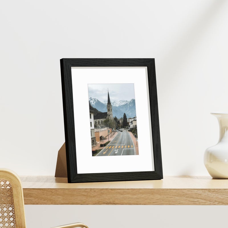 Vittanly 8x10 Picture Frames Set of 9, Display 5x7 Pictures with Mat or 8x10 without Mat, Photo Frames for Wall or Tabletop with Plexiglass, Engineered Wood, Black&Grey&White - Image 4