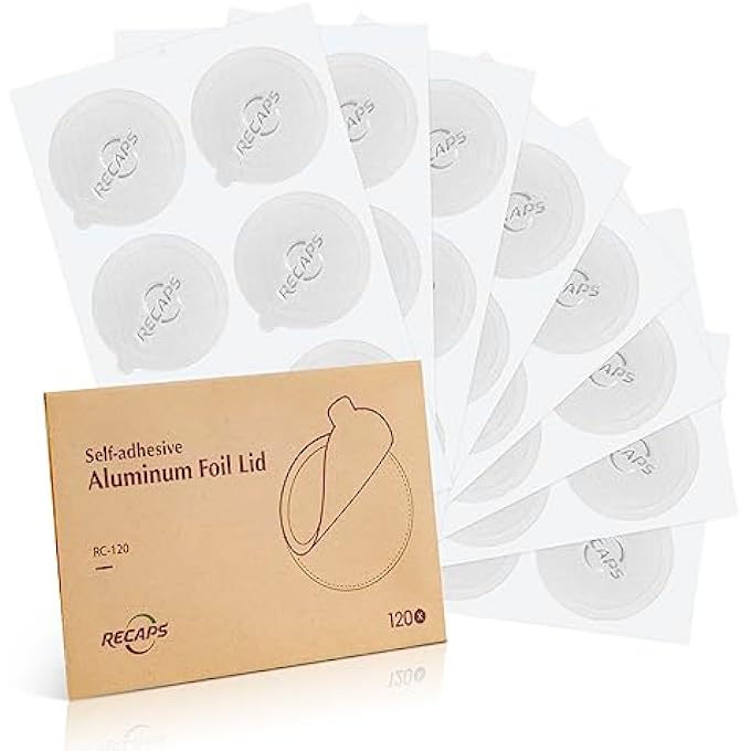 ريكابس أغطية رقائق معدنية لكبسولات القهوة قابلة لإعادة الاستخدام، ملصقات وفلاتر، أغطية إسبرسو من الألومنيوم متوافقة مع خط نسبرسو الأصلي 37 مم، 120 قطعة - Image 1