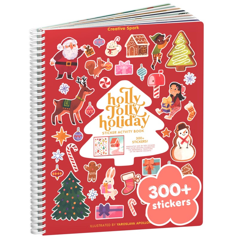 CUPKIN Holly Jolly 300 Kids Sticker Book by Cupkin Toddler Christmas Coloring and Sticker Book Road Trip Essentials 8 Coloring Pages 8 Side by Side Scenes for Ages 28 Years - Image 2