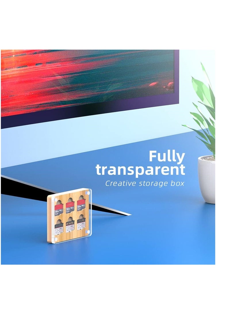 SYOSI - 6 Slots SD Card Case, Bamboo Magnetic Closure TF Card Holder, for TF Card MSD Memory Card Storage Box Holder Storage - Image 1