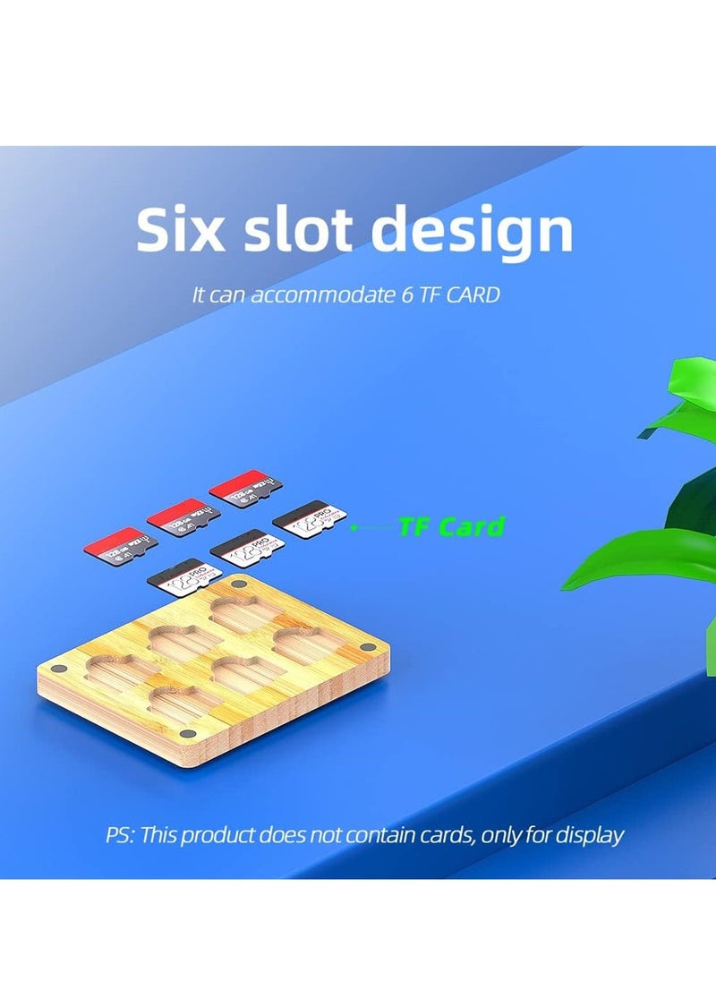 SYOSI 6 Slots SD Card Case, Bamboo Magnetic Closure TF Card Holder, for TF Card MSD Memory Card Storage Box Holder Storage  - Image 4