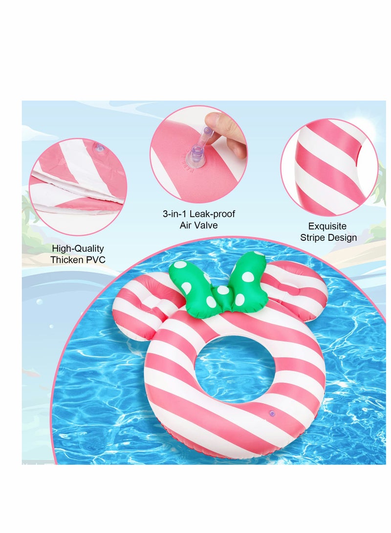 KASTWAVE Pool Floats Kids, Inflatable for Adults, 25 inch Floaties Swimming Rings, Tube Toys for 3-8, Summer Beach Party Decorations (Pink Stripes) - Image 5