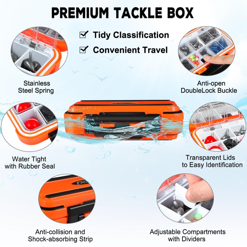 PLUSINNO 253pcs Fishing Accessories Kit, Fishing Tackle Box with Tackle Included, Fishing Hooks, Fishing Weights Sinkers, Spinner Blade, Fishing Gear for Bass, Bluegill, Crappie, Fishing - Image 4