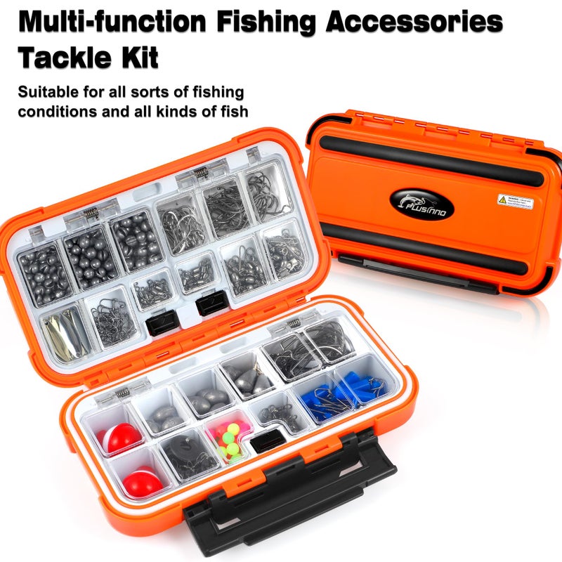 PLUSINNO 253pcs Fishing Accessories Kit, Fishing Tackle Box with Tackle Included, Fishing Hooks, Fishing Weights Sinkers, Spinner Blade, Fishing Gear for Bass, Bluegill, Crappie, Fishing - Image 3