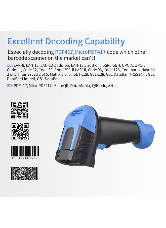 Handheld 1D/2D/QR Barcode Scanner USB Wired Bar Code Reader Manual/Auto Trigger Scanning CMOS Image Sensor Support Paper Code/Screen Code PDF417 Compatible with Windows Android MacOS Linux System