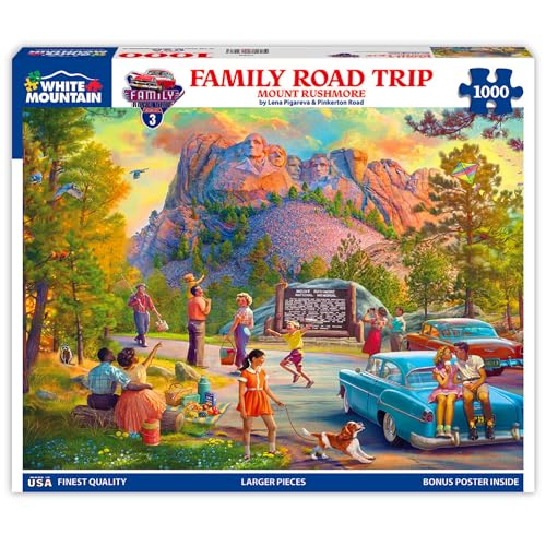 White Mountain Family Road Trip Mount Rushmore Puzzle 1000 Piece Jigsaw Puzzles for Adults and Families - Image 1