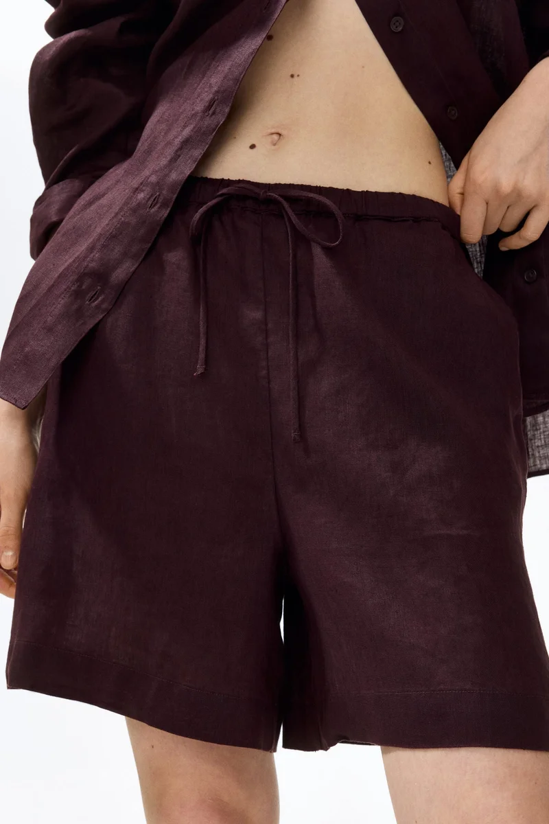 H&M Linen-blend drawstring shorts