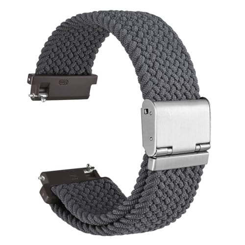 WOCCI 18mm Braided Nylon Watch Band for Men and Women Quick Release Silver Stainless Steel Buckle Grey - Image 1