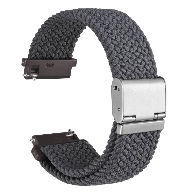 WOCCI 18mm Braided Nylon Watch Band for Men and Women Quick Release Silver Stainless Steel Buckle Grey - Image 2