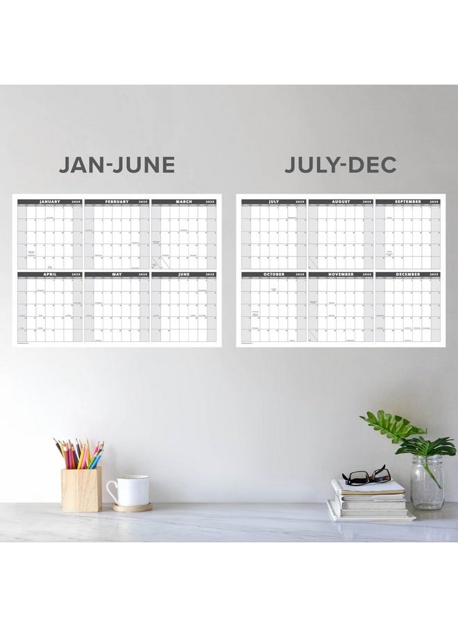 Palace Learning Large 24" X 36" 2025 Dry Erase Wall Calendar With Markers - Wet & Dry Erasable 12 Month Annual Yearly Wall Planner - Horizontal/Vertical, Reversible - Two Piece Design (Grey, Laminated, 2025)  - Image 4