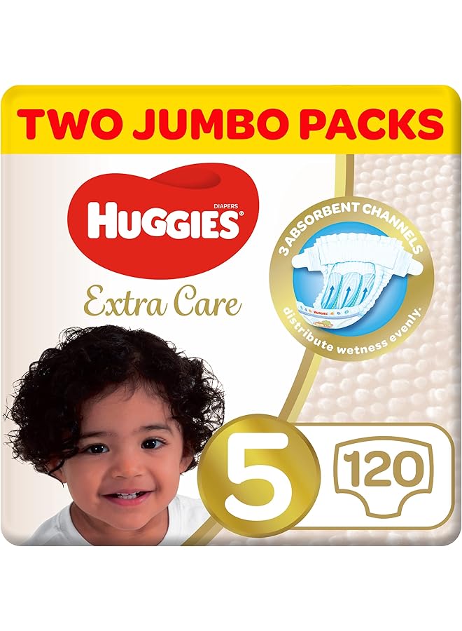 هجيز اكسترا كير مقاس 5 12 22 كجم العبوة العملاقة المزدوجة 120 حفاضة - Image 1