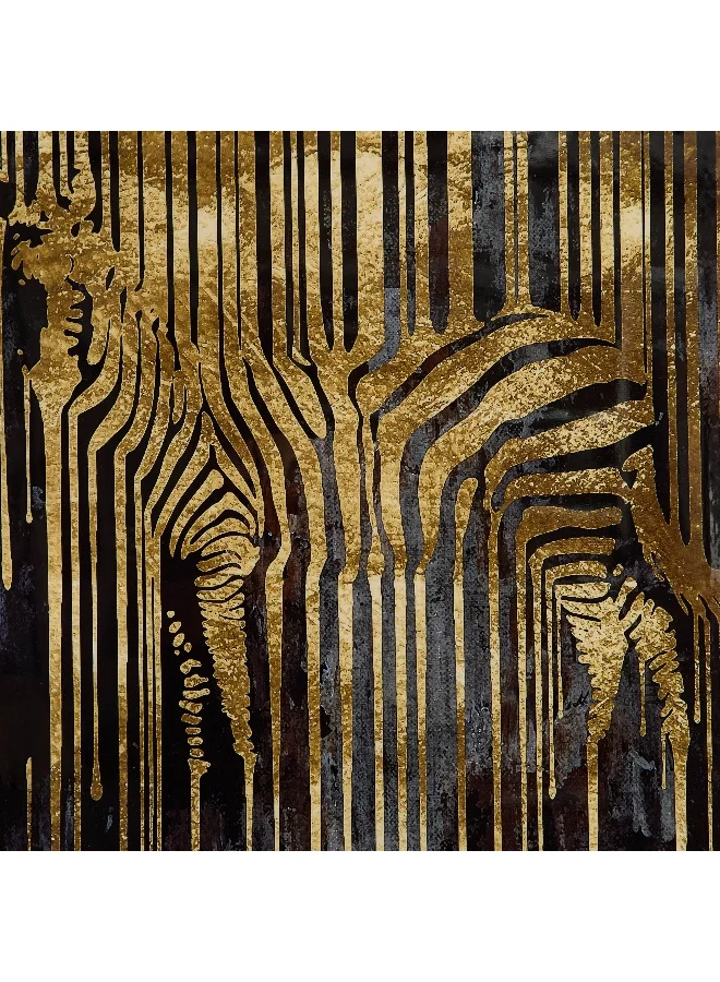 Home Box Cyprus Odean Zebra Abstract Framed Picture with Foil - 60x90x2.8 cm