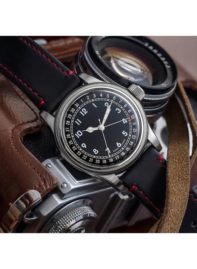 Ritche Christmas Gift Quick Release Leather Watch Band Leather Watch Strap 18mm 19mm 20mm 21mm 22mm 23mm or 24mm for Men and Women, White Elephant Gifts, Stocking Stuffers For Men, Black / Red / Black - Image 2