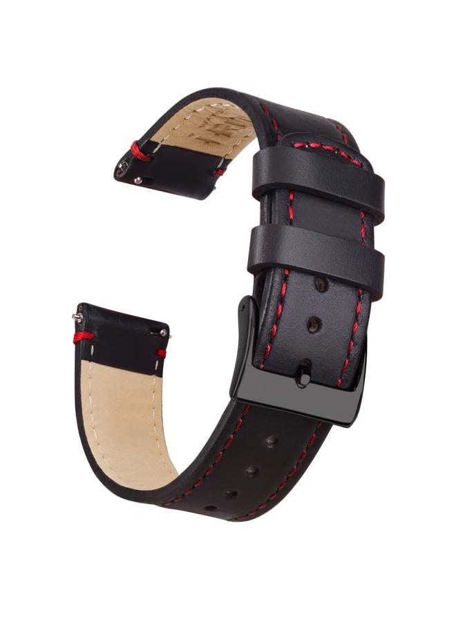 Ritche Christmas Gift Quick Release Leather Watch Band Leather Watch Strap 18mm 19mm 20mm 21mm 22mm 23mm or 24mm for Men and Women, White Elephant Gifts, Stocking Stuffers For Men, Black / Red / Black - Image 1