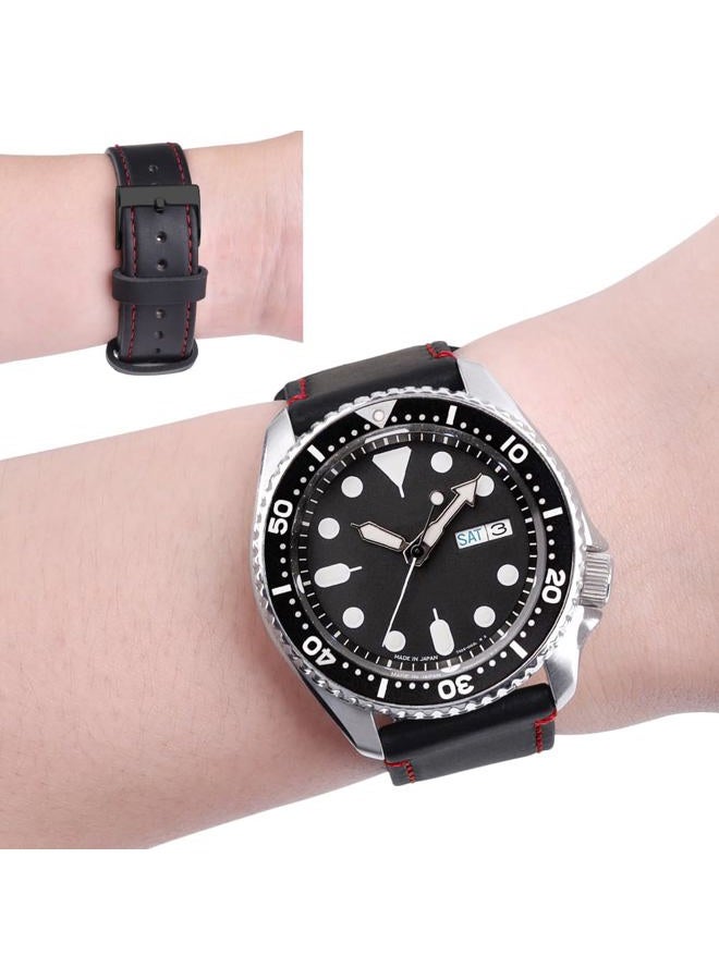 Ritche Christmas Gift Quick Release Leather Watch Band Leather Watch Strap 18mm 19mm 20mm 21mm 22mm 23mm or 24mm for Men and Women, White Elephant Gifts, Stocking Stuffers For Men, Black / Red / Black - Image 3