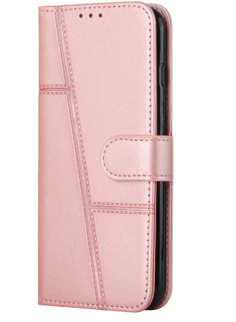 For Redmi 13C Case,Premium Leather Wallet Case with Card Holder Kickstand Magnetic Closure Flip Folio Case Cover for Xiaomi Redmi 13C,Rose Gold  - Image 1