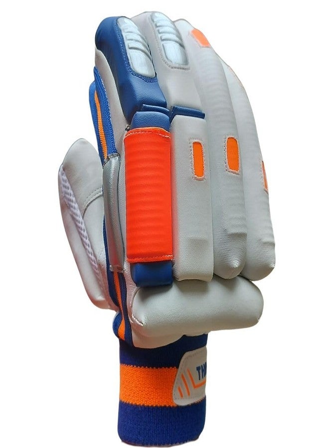 THRAX ST 1800 Cricket Batting Gloves Men’s Right Hand White Orange Blue - Image 3