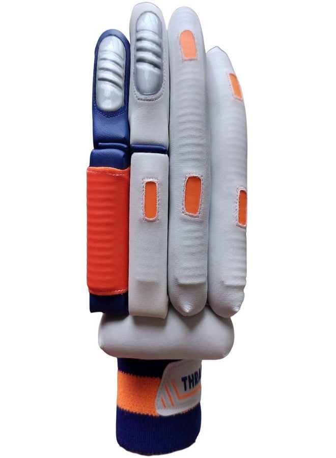 THRAX ST 1800 Cricket Batting Gloves Men’s Right Hand White Orange Blue - Image 5