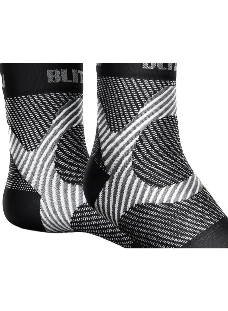 جوارب ضاغطة لالتهاب اللفافة الأخمصية، كم ضاغط للكاحل مع دعم لقوس القدم، رباط للكاحل للنساء والرجال، ألم تورم الكعب - Image 1