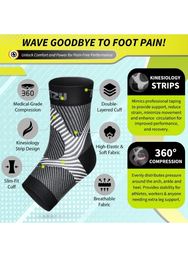 جوارب ضاغطة لالتهاب اللفافة الأخمصية، كم ضاغط للكاحل مع دعم لقوس القدم، رباط للكاحل للنساء والرجال، ألم تورم الكعب - Image 2