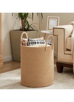 GGEROU Rope Woven Laundry Basket, 58L Large Woven Rope Storage Basket with Handles for Clothes Blanket Storage, Large Tall Laundry Hamper, Jute  - Image 2