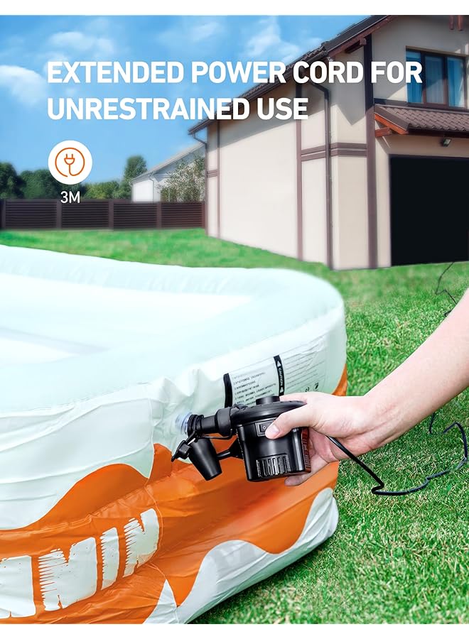 AstroAI Electric Air Pump Portable Ac Electric Pump For Inflating/Deflating With 3 Nozzles Quick Fill Pumps For Air Bed Swimming Ring Padding Pool Toy Raft For Home & Yard 240V - Image 5