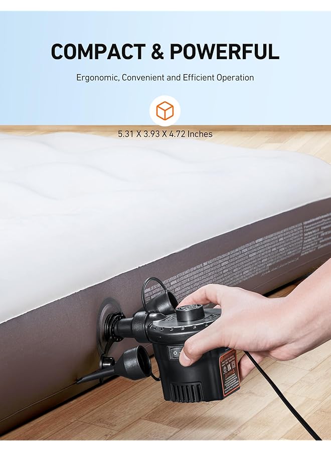 AstroAI Electric Air Pump Portable Ac Electric Pump For Inflating/Deflating With 3 Nozzles Quick Fill Pumps For Air Bed Swimming Ring Padding Pool Toy Raft For Home & Yard 240V - Image 3