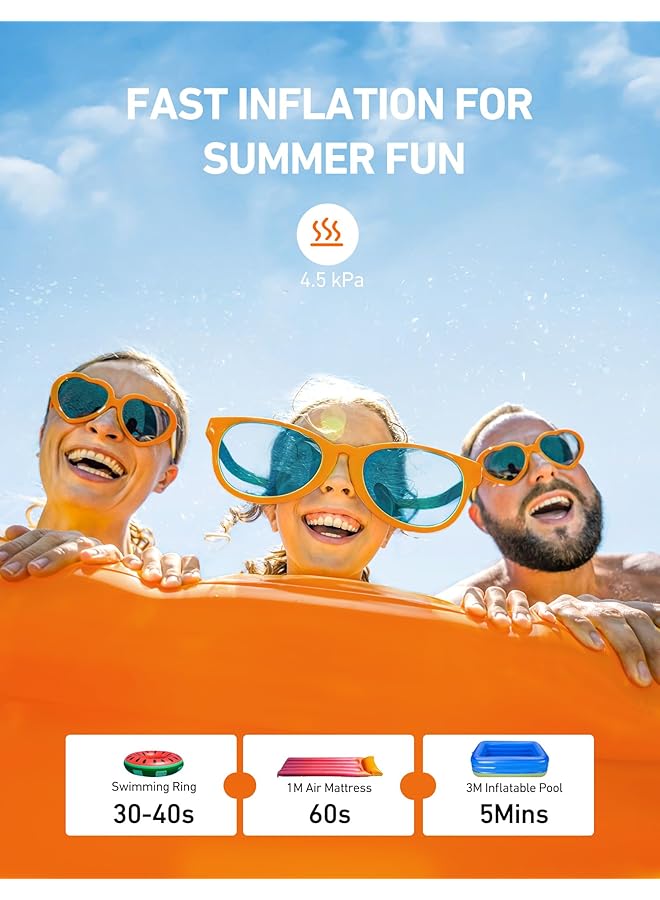 AstroAI Electric Air Pump Portable Ac Electric Pump For Inflating/Deflating With 3 Nozzles Quick Fill Pumps For Air Bed Swimming Ring Padding Pool Toy Raft For Home & Yard 240V - Image 2