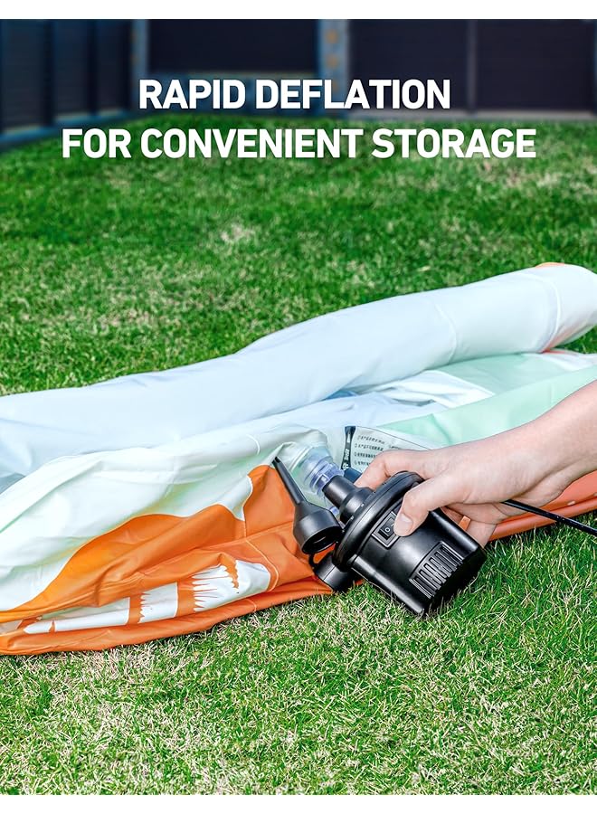 AstroAI Electric Air Pump Portable Ac Electric Pump For Inflating/Deflating With 3 Nozzles Quick Fill Pumps For Air Bed Swimming Ring Padding Pool Toy Raft For Home & Yard 240V - Image 4