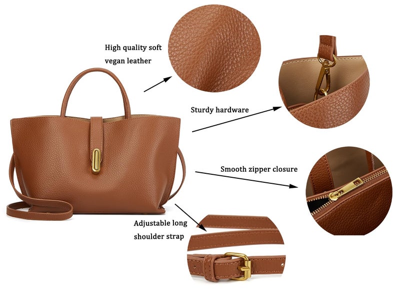 Pocadri Women Vegan Leather Tote Bucket Bags Y2K Trendy Large Vintage Hobo Purses Shoulder Handbags - Image 3