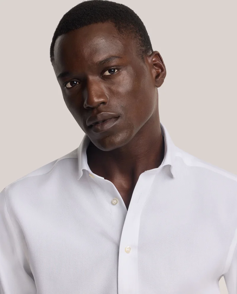 كاميتشسما Non-Iron Royal Oxford White Slim Shirt