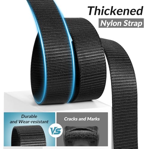 JASGOOD Nylon Military Tactical Men Belt 2 Pack Webbing Outdoor Web Belt With Plastic Buckle Snow Pants Belts, A-Black+Green Khaki, Fits Pant up to 40 Inch - Image 2