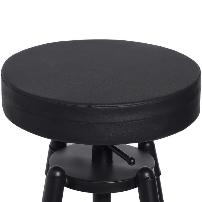 Round Bar Stool Seat Cushion with Elastic 14 inch for Barstool Pad Cushion Cover Black Faux Leather
