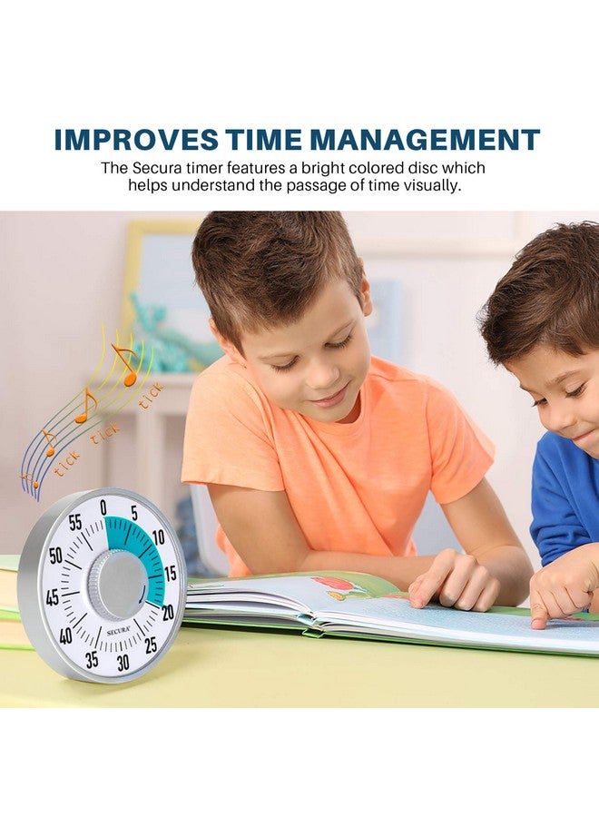 سيكورا مؤقت سيكورا البصري 60 دقيقة، مؤقتات عد تنازلي ميكانيكية مقاس 6 بوصات للتدريس والاجتماعات والطهي والعمل - مؤقت للأطفال مع دعامة مغناطيسية وأرجل قابلة للطي وفتحة تعليق (أزرق) - Image 4