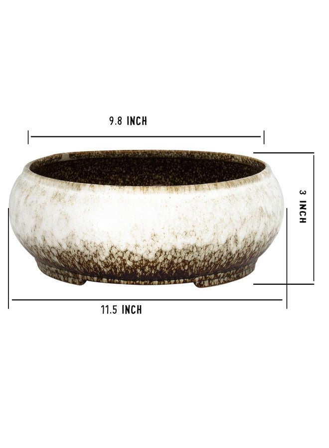 ARTKETTY Succulent Pots - Large Succulent Planters with Drainage Ceramic Bonsai Pots, Shallow Cactus Flower Plant Container Bowl for Home Office Decor(White) - Image 2