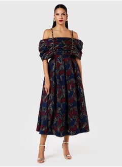 Threadz by Ajooni Printed Bardot Strappy Dress  - Image 1