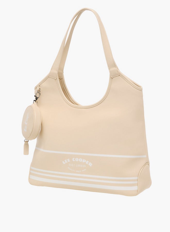 Lee Cooper Printed Tote Bag with Coin Purse and Zip Closure  - Image 3