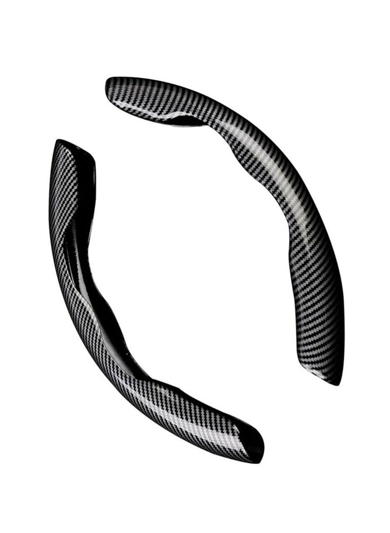 Yuwell Carbon Fiber Steering Wheel Cover For Unisex Safe And Non Slip Car Steering Cover Universal Fit Car Steering Wheel Protector Carbon Texture For Auto Truck Van SUV Black  - Image 4