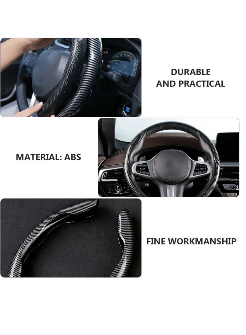 Yuwell Carbon Fiber Steering Wheel Cover For Unisex Safe And Non Slip Car Steering Cover Universal Fit Car Steering Wheel Protector Carbon Texture For Auto Truck Van SUV Black  - Image 5